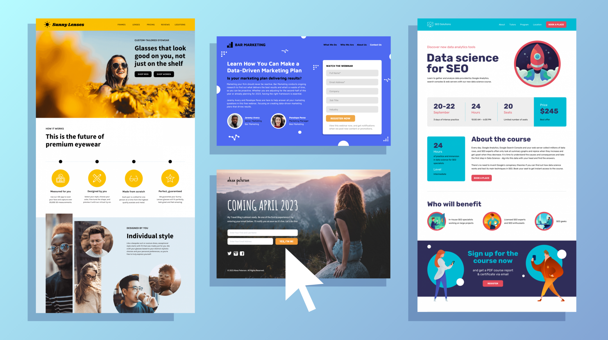Nos Services landing page examples 1
